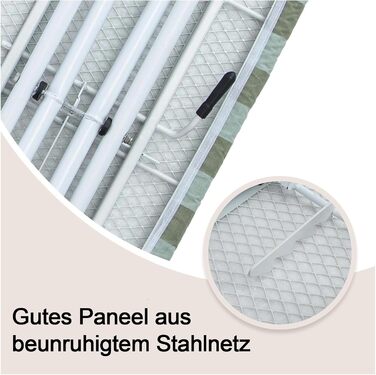 Відкидне прасувальне решітка AllRight з металевою сіткою, 7-позиційне регулювання висоти, антиковзні ніжки, 108.5/75 x 31 см, для парогенераторів, зелений