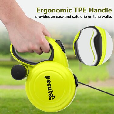 Рулетка для собак Pecute 10м, до 50 кг, зелена, антизаплутування, швидке гальмування