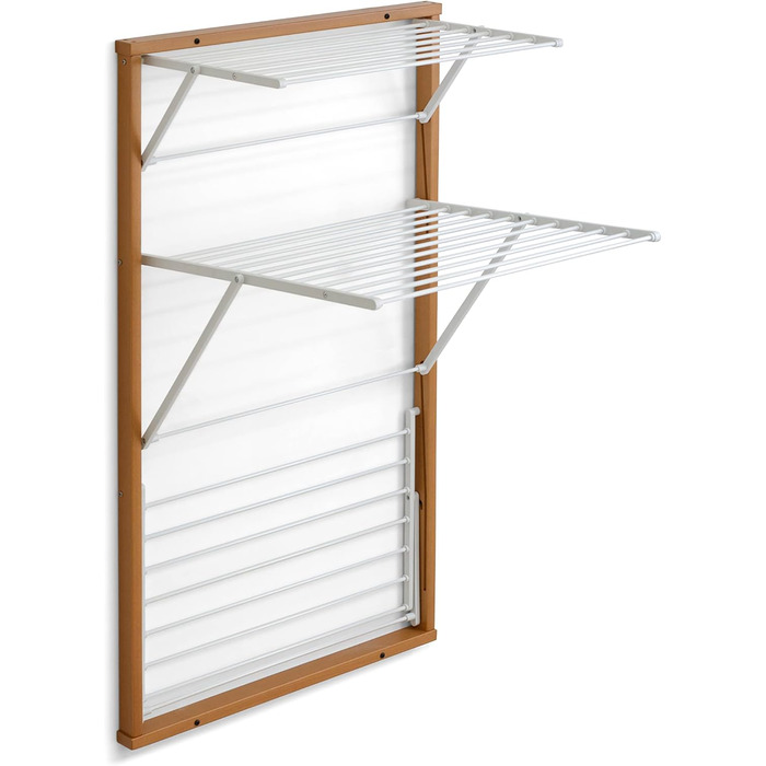 Настінна сушарка для білизни Karim від Arredamenti Italia, дерев'яна, висувна, 16 м дроту, фініш з вишневого дерева, міцна конструкція з масиву, незалежні сітки P63 x L68 x H119 см, колір вишня