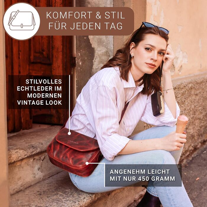 Стильна жіноча сумка-месенджер STILORD Esther з натуральної шкіри вінтаж (Кара - Червоний) для вечірок та повсякденного використання