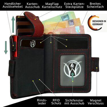 Will Fire® AirTag Wallet with Photo Capsule | Includes AirTag Holder | Genuine Leather Wallet with Coin & Bill Compartments | Extra Secured RFID Card Holder | Space for up to (12) Cards | [Coffee]
