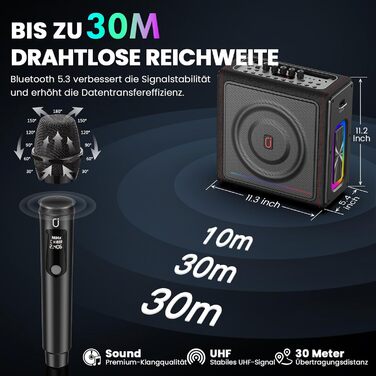 Караоке машина з 2 мікрофонами, портативна Bluetooth колонка з підсвіткою, FM, USB, TF, AUX, TWS, для дорослих та дітей, MS78