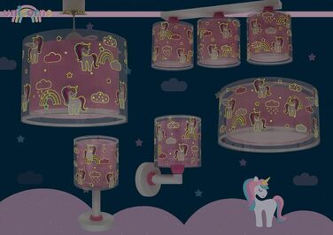 Dalber Ceiling Light for Children, Unicorns, Animals, Unicorns, Children's Room Ceiling Lamp, Pink