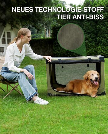 Складана переноска для собак середніх порід, 76x54x54 см, зелена. Зручна переноска для автомобіля з регульованим дизайном, міцна сітка та м'яка підстилка для дому та подорожей