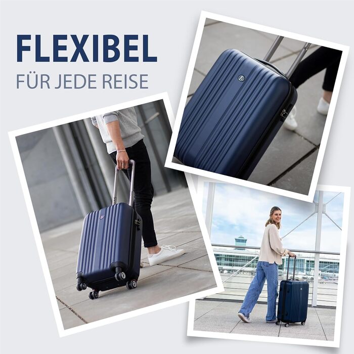 Набір валіз FERGÉ 3 шт. з жорстким корпусом, розширюваний. Валізи Trolley, Handgepäck, L, XL. Матеріал: 100% ABS, колір: рожевий (3 шт. в наборі, Navy)