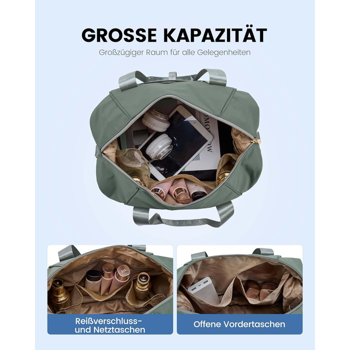 LOVEVOOK Сумка ручної поклажі Ryanair, 40x30x20 см, розширювана, для подорожей літаком, зелена