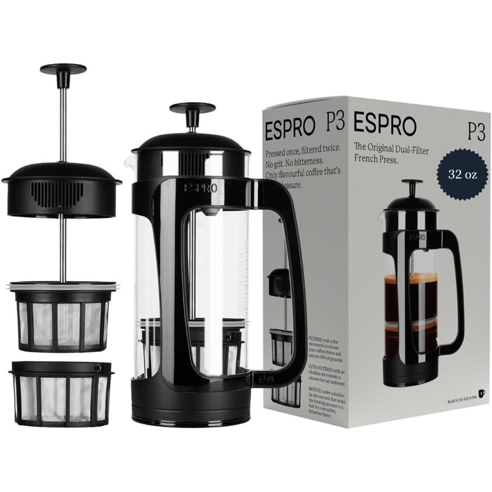 Френч-прес ESPRO P5 для кави та чаю, 532 мл, подвійна мікрофільтрація, нержавіюча сталь, без осаду та гіркоти