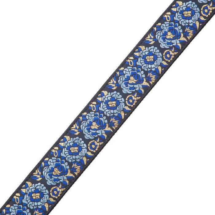 Гітарний ремінь Levy's Leathers M8AS-BLU з дзеркальним малюнком жаккарду, синій (темно-синій)