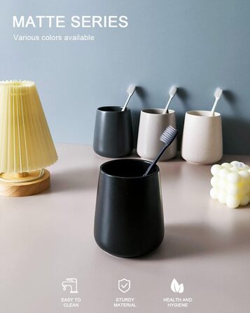 Toothbrush Holder, Matte Black, 2 Pieces, Ceramic Toothbrush Holder, Toothbrush and Toothpaste Organizer for Bathroom, Home Decoration, Countertop, Dresser (Matte Gray)