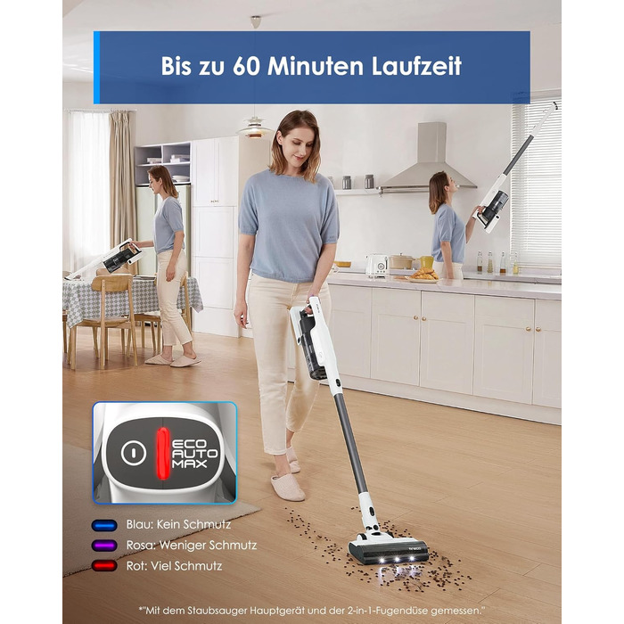 Бездротовий пилосос Tineco Pure ONE A50S Plus з акумулятором, 70 хв роботи, 3DSense Power щітка, технологія PureCyclone, контейнер 1 л, 185 Вт для шерсті тварин і грубого бруду