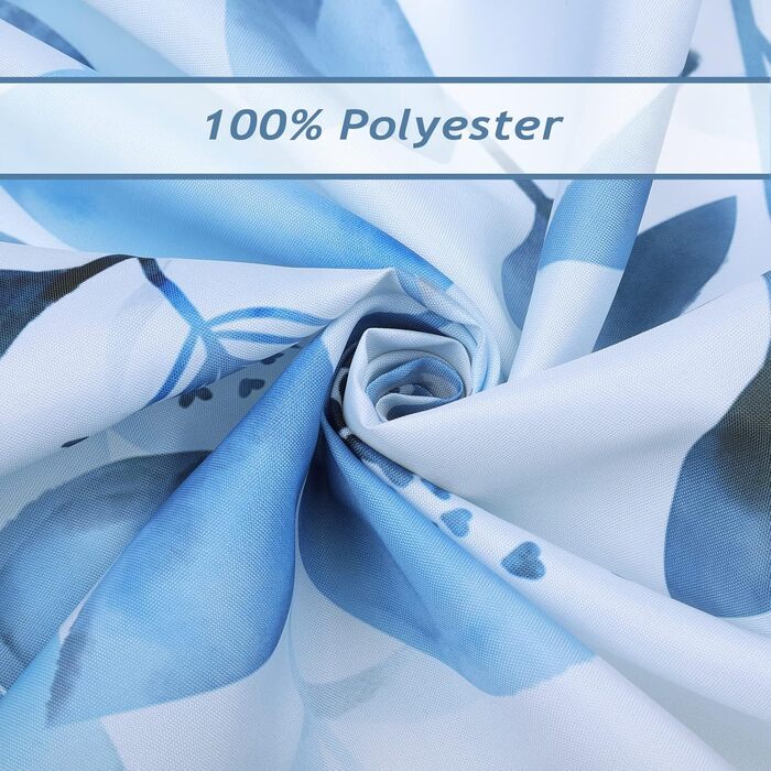 Шторка для душу Bonhause з зеленими листками та рослинами, 180 x 180 см, антигрибкова, водонепроникна, з поліестеру, придатна для прання, для ванної кімнати, з 12 гачками (180 x 180 см, 1 шт.), блакитна Евкаліптус