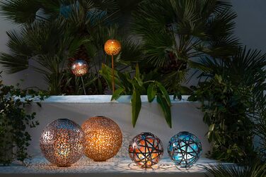 Dehner Solar Globe Luanda, Ø 30 cm, Metal, Silver/Copper