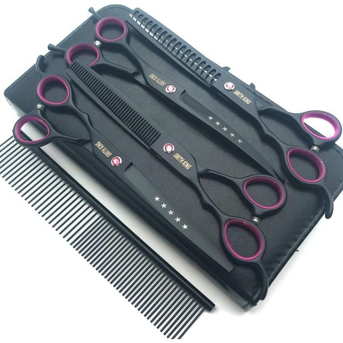 Професійний набір ножиць для грумінгу собак 7 дюймів (5 шт.) для правші та лівші, чорний