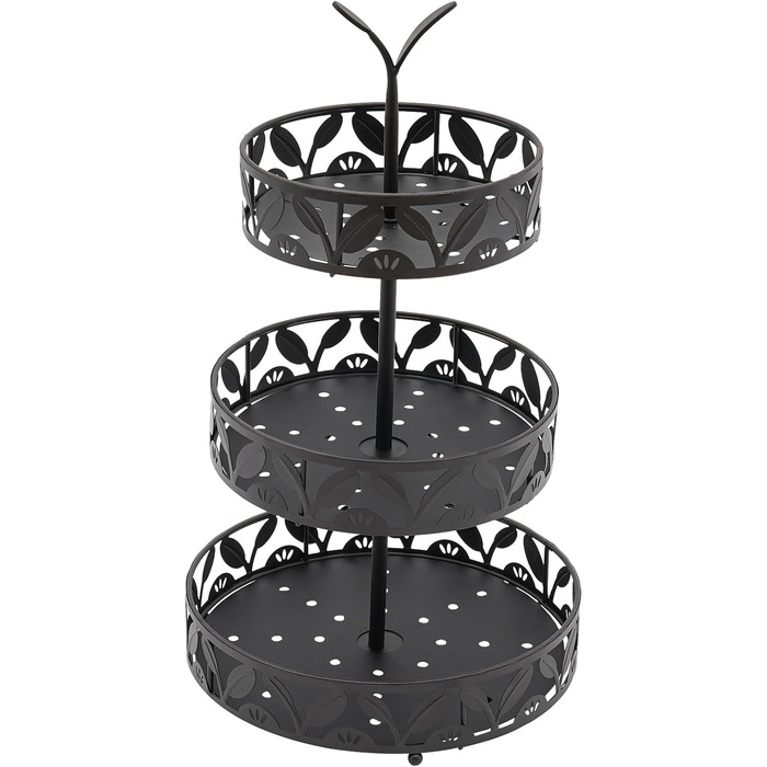Багатоярусна підставка для фруктів Susoso, 3 яруси, чорна, 28.5x46.5 см