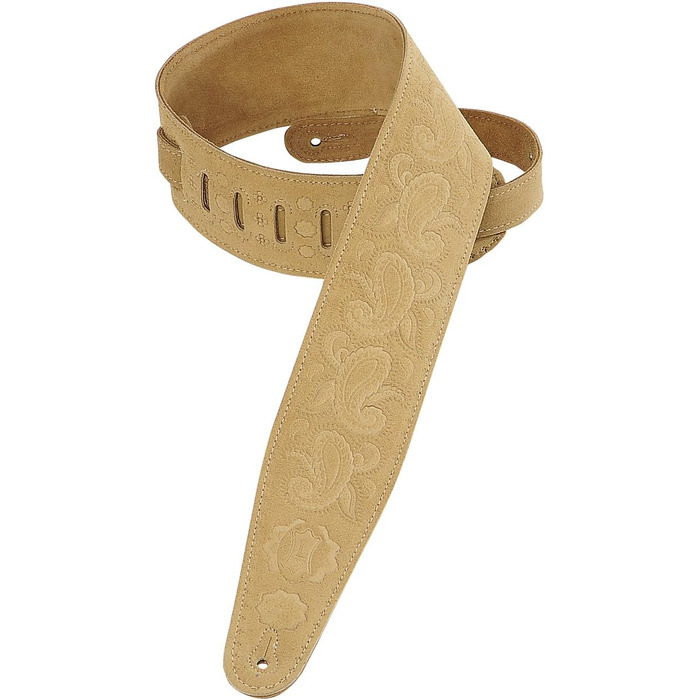 Гітарний ремінь Levy's Leathers з замшевої шкіри, ширина 7.6 см, візерунок Paisley, чорний (PMS44T03-BLK) (Sand)