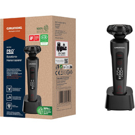 Електричний чоловічий бритва Grundig ProClub MS 9130 з датчиком BeardCare, леза з титану, вологе/сухе гоління, тример для довгої щетини, корпус з 61% переробленого пластику, матовий чорний/червоний