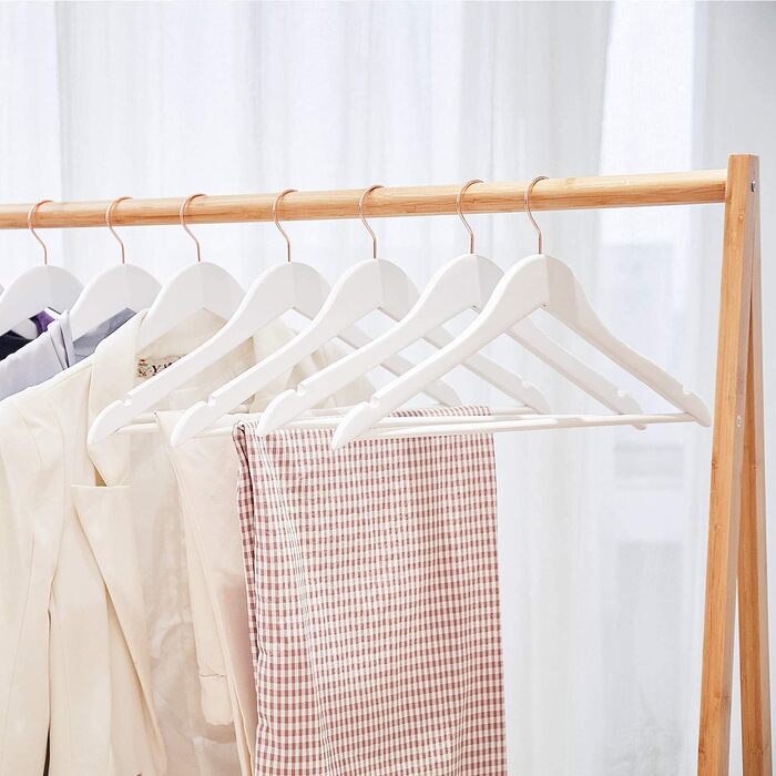 Плечики для одягу Evolluxi Lotus з масивного дерева, для сорочок, курток, з гладкою поверхнею, поворотний гачок 360°, білий, 80 см