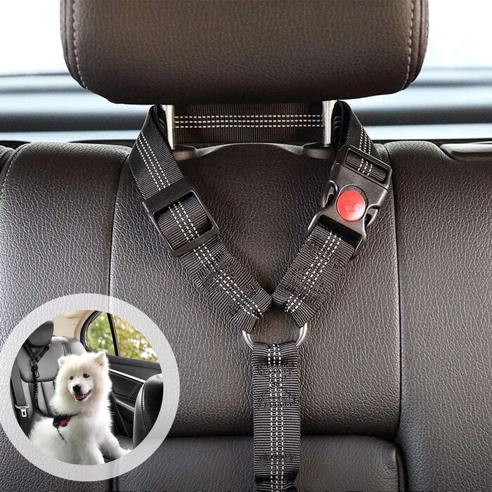 Автомобільний поводок-лямка для собак: безпечний, регульований, 360° обертання, міцний