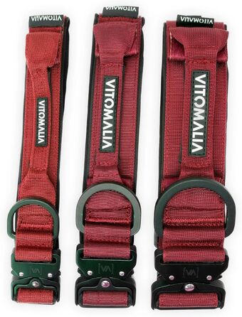 Тактичне нашийник для собак, 5 см: міцний нейлон, магнітна ручка, запобіжна застібка, для великих собак (5 см/L = 45-60 см, Бордовий)