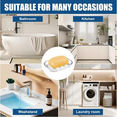 Миски для мила 2 шт. з пластику, самозливні, 13×8.8 см, неслизькі, для ванної, кухні, душу