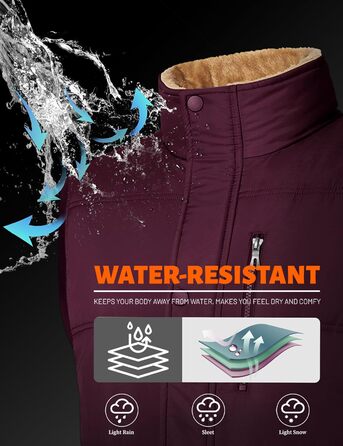 Чоловіча зимова куртка MAGCOMEN з підкладкою з флісу, тепла, з багатьма кишенями (XL, бордовий)