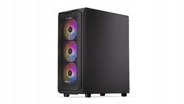 Корпус ПК Krux Orona ARGB Midi Tower, загартоване скло, 4 вентилятори 120мм, чорний