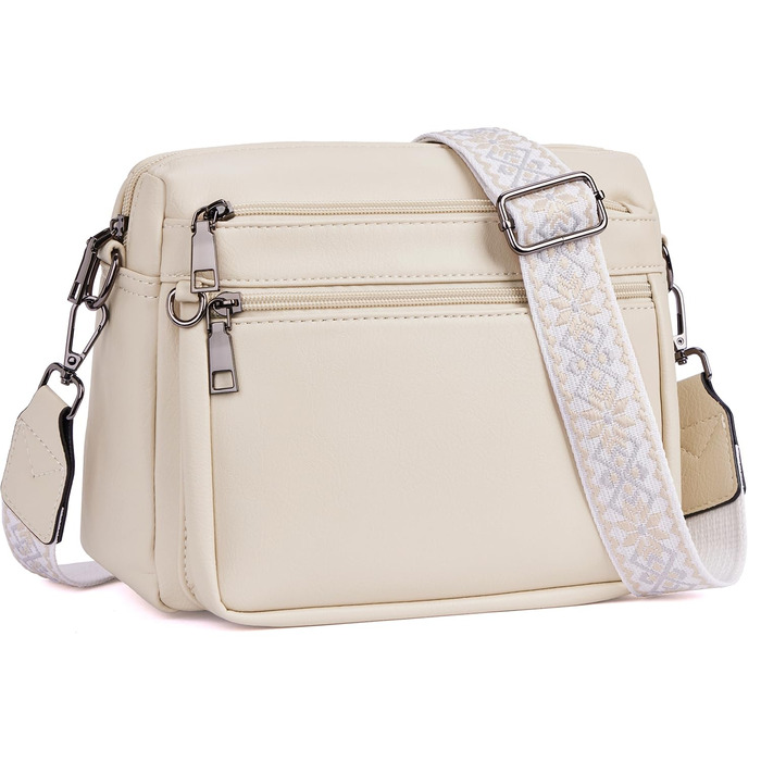 Сумка жіноча через плече MUIIKOLA середнього розміру, екошкіра, м'яка, з широким ременем (Абрикос)