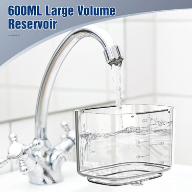 Електричний ірригатор порожнини рота Sawgmore Munddusche з 5 насадками, 10 рівнів тиску, об'єм 600 мл (білий)