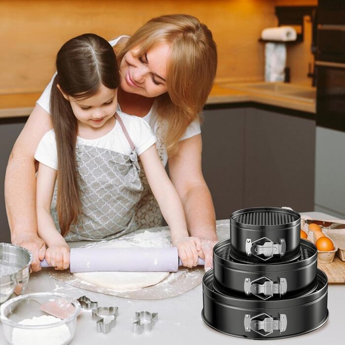 Набір форм для випічки WinGluge: 3 шт. (12/18/22 см), круглі, з антипригарним покриттям, знімним дном, для тортів та випічки