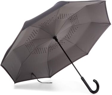 Складаний парасолька Inbrella Reverse-Close (чорний/сірий)