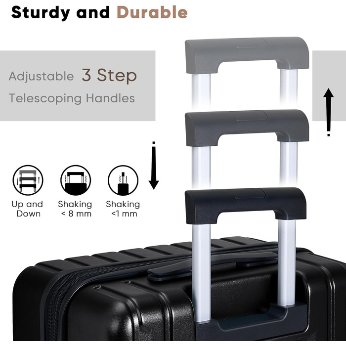 Набір валіз SHOWKOO 2 шт. з жорстким корпусом (65см + 75см), розширюваний, ультралегкий, полікарбонат, з TSA замком та 4 колесами (Чорний, XL/75см)