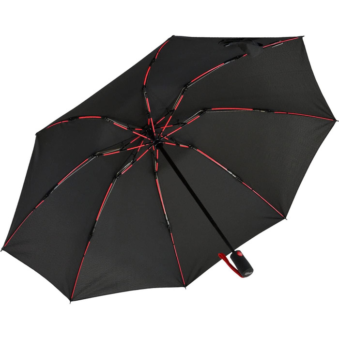 Штормовий парасолька з повним волокном, кишеньковий, великий 106 см - з кольоровими спицями - чорно-червоний