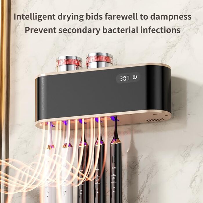 Електричний стерилізатор зубних щіток UV, USB-організатор для 5 щіток, чорний