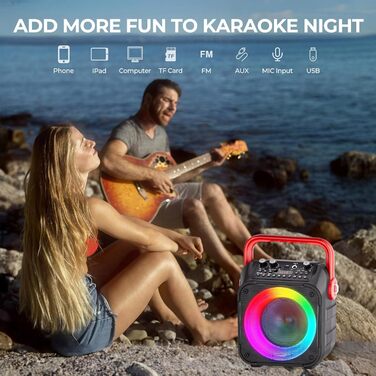Караоке система Ankuka з 2 мікрофонами для дорослих та дітей, Bluetooth, портативна, з PA-системою, підтримка TV/TWS/FM/AUX/USB/TF/Rec, для вечірок та днів народження (Червона)