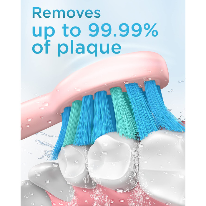 Електрична звукова зубна щітка для дорослих та дітей - 8 насадок, 5 режимів, 120 днів роботи від заряду, рожева