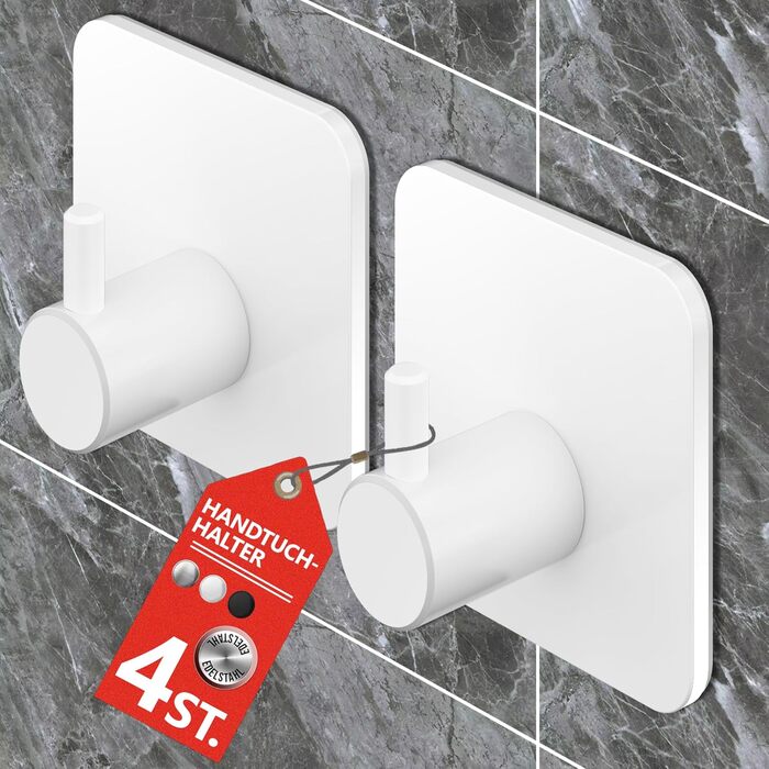 Набір гачків самоклеючих Menz, 4 шт, нержавіюча сталь, для ванної кімнати, кухні, 4 шт.