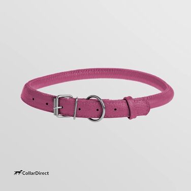 Стильний шкіряний нашийник для собак CollarDirect: м'який, з обмоткою, ручної роботи, для цуценят та дорослих собак, різних розмірів та кольорів (рожевий, червоний, фіолетовий, блакитний) (рожевий, 15-18 см)