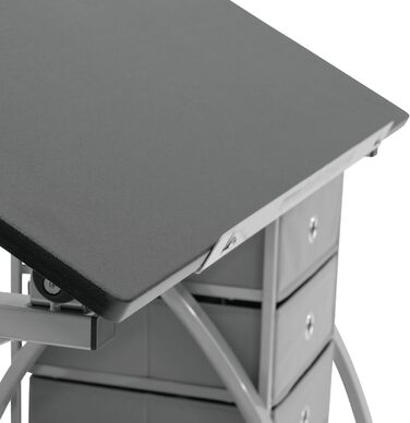 SD Studio Designs Comet Center Plus Craft Table & Stool Set with Storage - Adjustable Top - Silver/Black