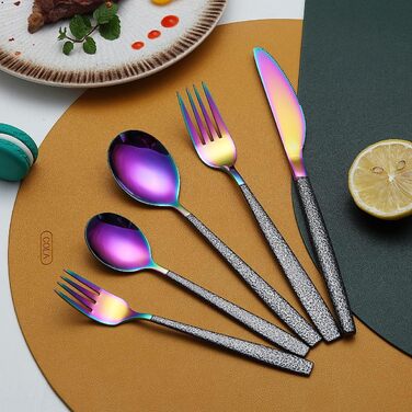 Набір столових приборів з титановим покриттям, 30 предметів, золото-чорний (Mars) для 6 осіб