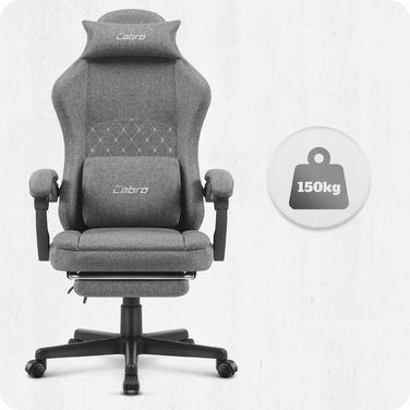 Ігрове крісло Cabro C503 сіро-чорне з підніжкою та подушками