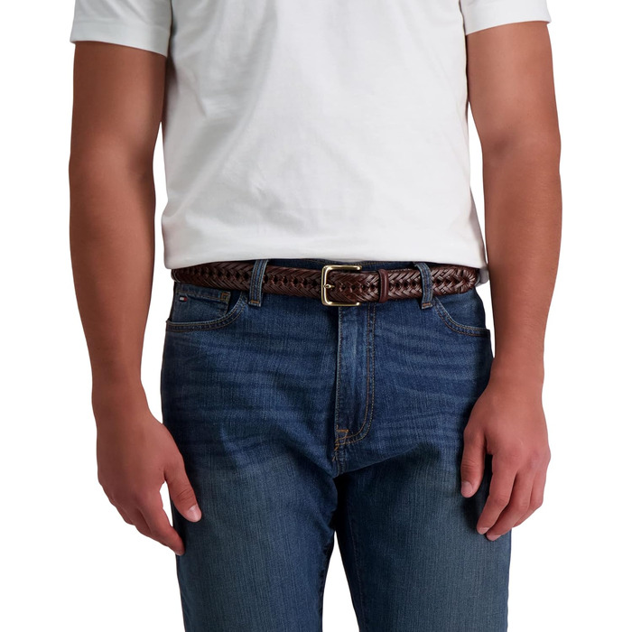 Чоловічий шкіряний ремінь Tommy Hilfiger, плетений, світло-коричневий, розмір M