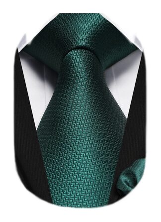Чоловіча краватка HISDERN в клітку з нагрудною хустинкою, формальна класична краватка для весілля, темно-зелений колір