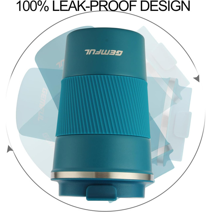 Термокружка з нержавіючої сталі 510 мл Gemful - блакитна, для подорожей та дому