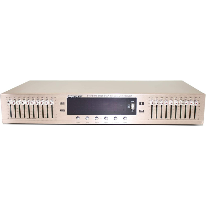 Цифровий HIFI еквалайзер Toplionace EQ898 220В з Bluetooth, USB, стерео підсилювач, 10-смуговий, золотий, для дому та сцени