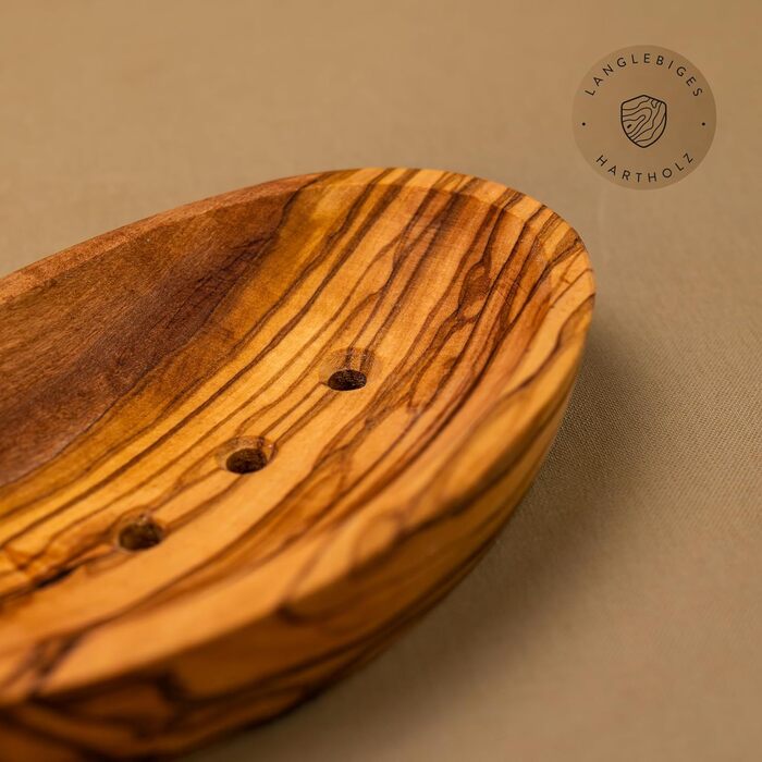 Мильниця з оливкового дерева, дерев'яна мильниця з отворами, ручний мильниця з оливкового дерева, овальна, 13 см