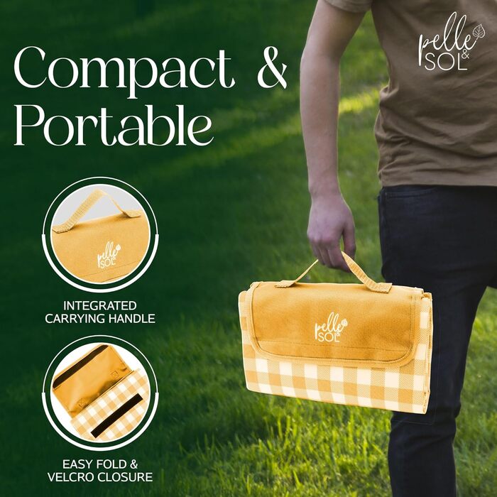 Плед для пікніка Pelle & Sol, 200x140 см, водонепроникний, з ручкою, для відпочинку на природі