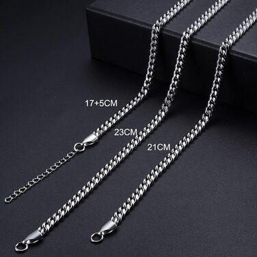 Чоловічий браслет Cassieca з нержавіючої сталі, панцерна/кубинська ланцюгова браслет, 5 мм/9 мм, 17/21/23 см, хіп-хоп, реперський стиль, модні прикраси, подарунок у коробці