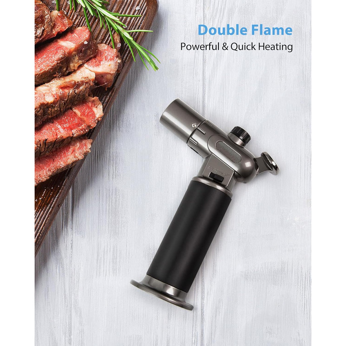 Пальник RONXS Flambierbrenner для приготування Crème Brulée, кухонний, з регульованою полум'ям, чорний