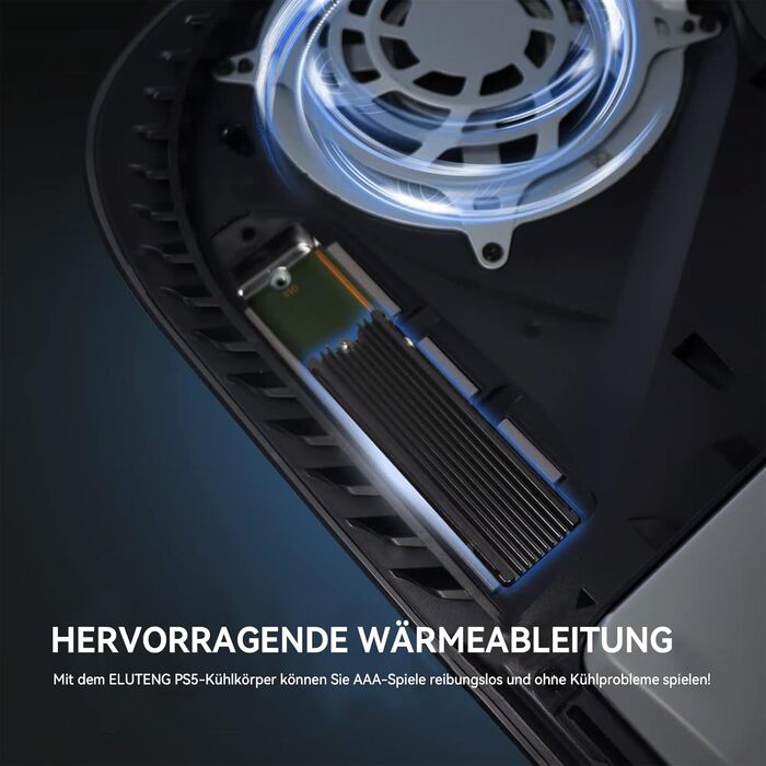 Радіатор охолодження M.2 2280 для SSD, алюміній, з термопрокладками, чорний, для ПК/PS5/PS5 Slim