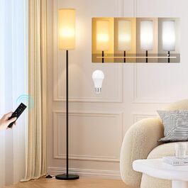 Стельова лампа PreeOtti для вітальні з LED-підсвічуванням, димер, керування пультом, 4 колірні температури, регулювання яскравості, сірий абажур з тканини, для вітальні, спальні, офісу